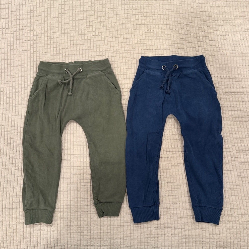 Marks & Spencer Set of 2 Boys Jogger Pants Set - Green and Blue - Size 2-3